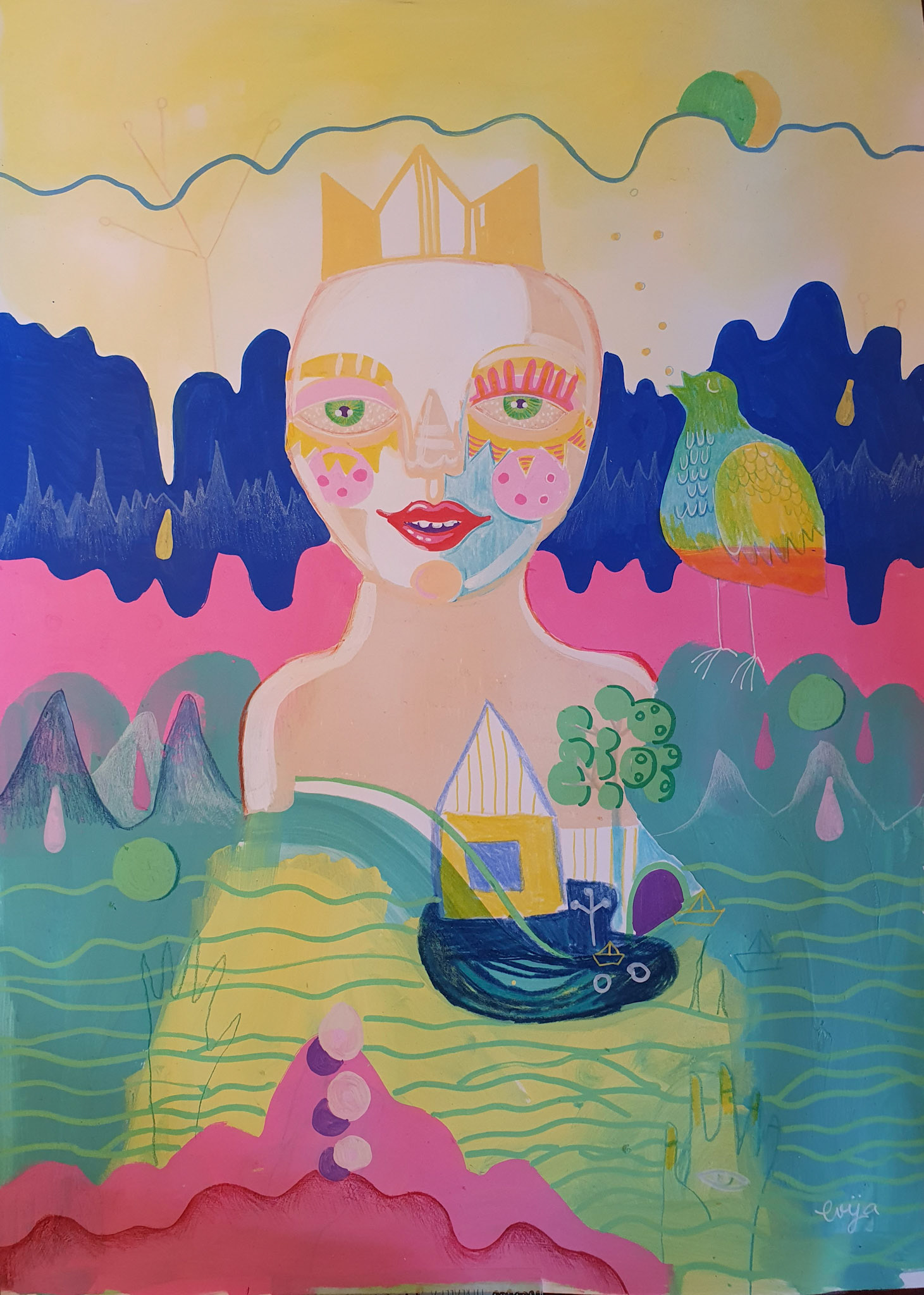 Home 2020 mixed media on board (sold)