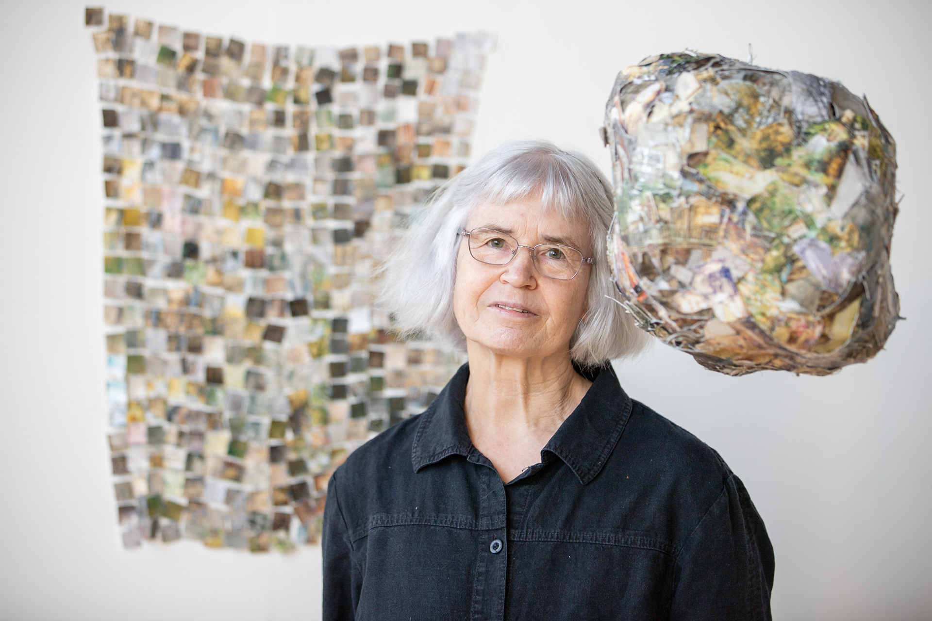 Polly and her artwork, Inverness Creative Academy, March 2022