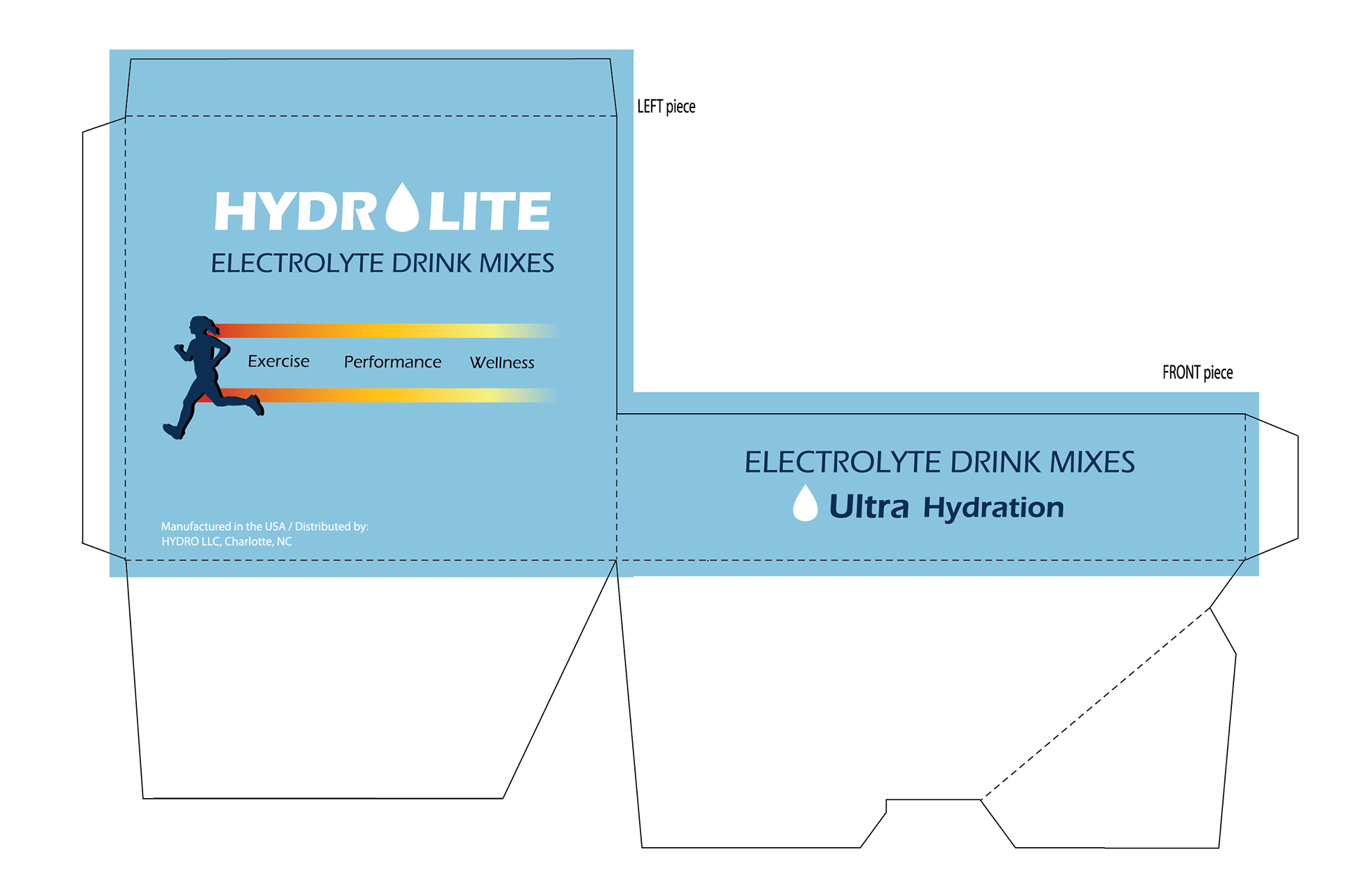 Front and Left sides of packaging box