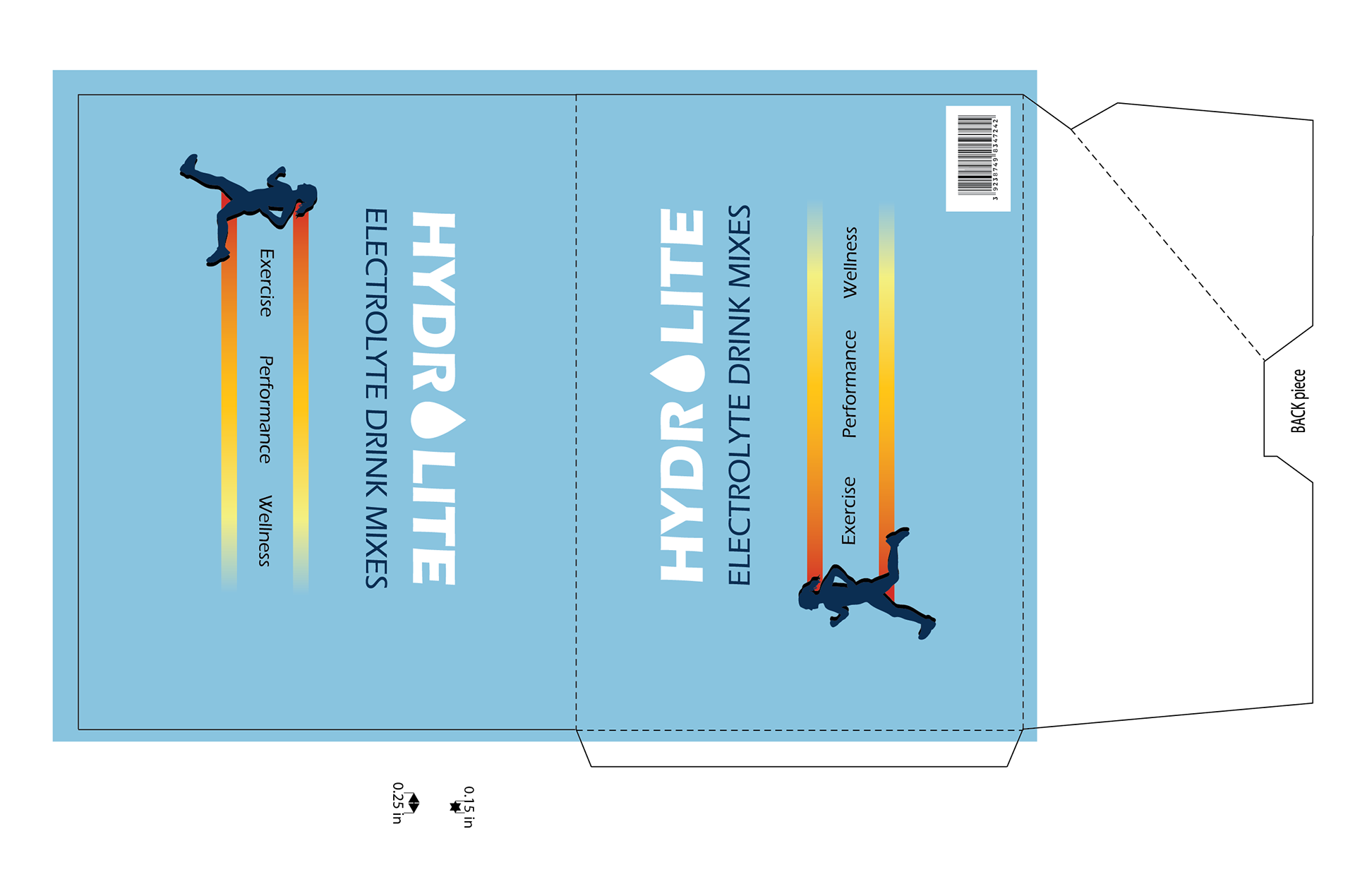 Bottom and back sides of packaging box
