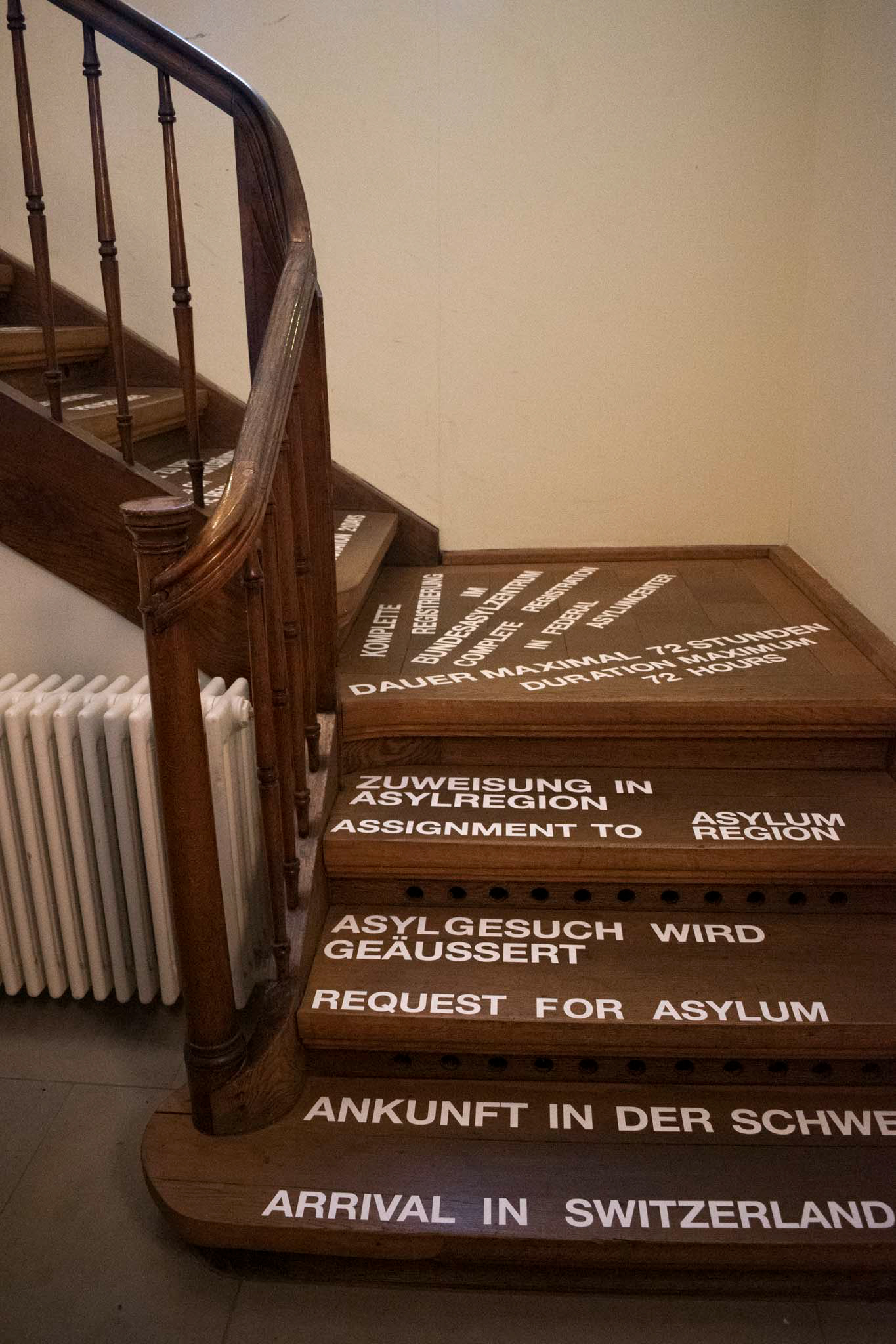 The staircase with the different steps in the asylum-seeking process in Switzerland