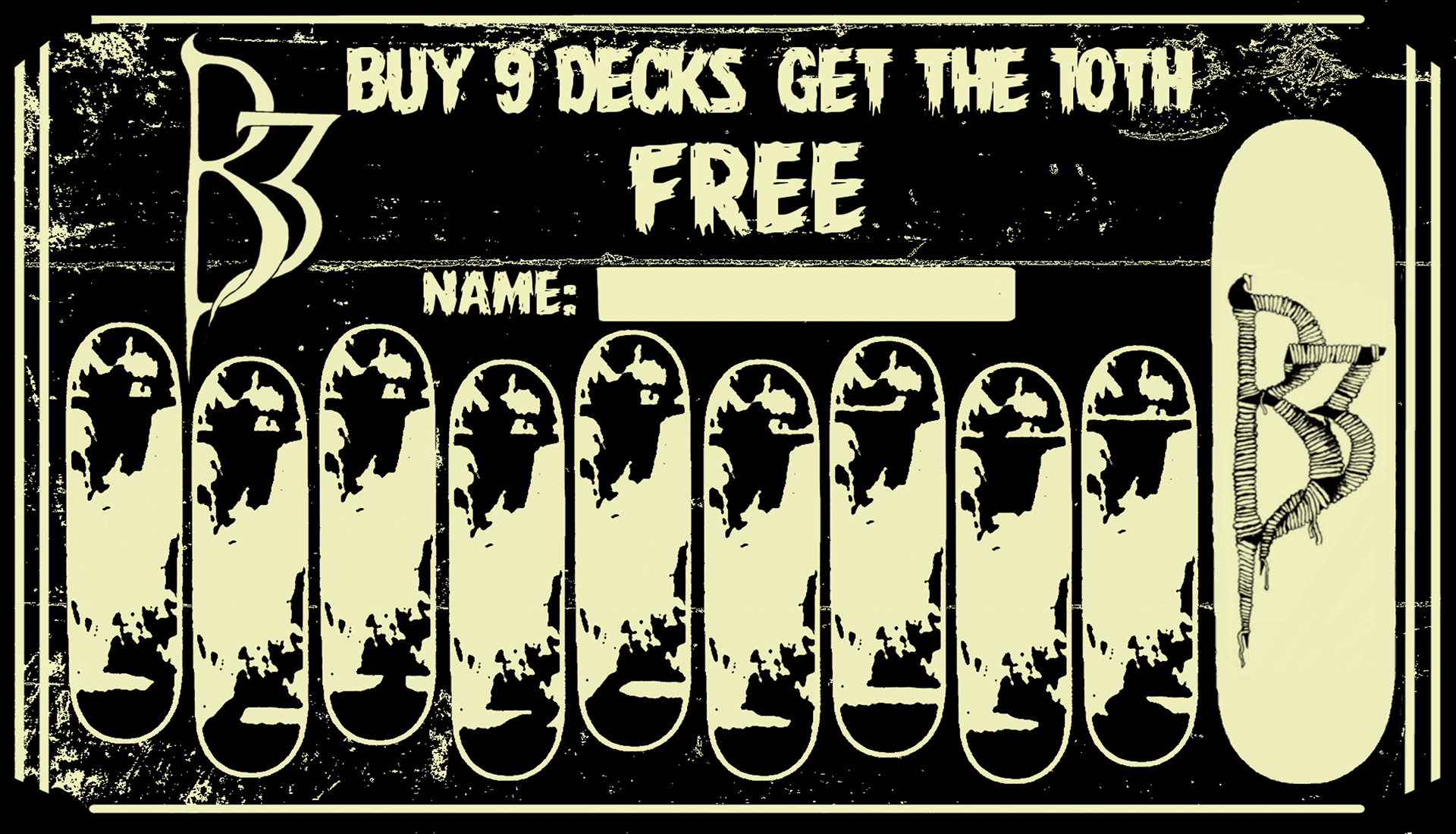 Punch card for skateshop