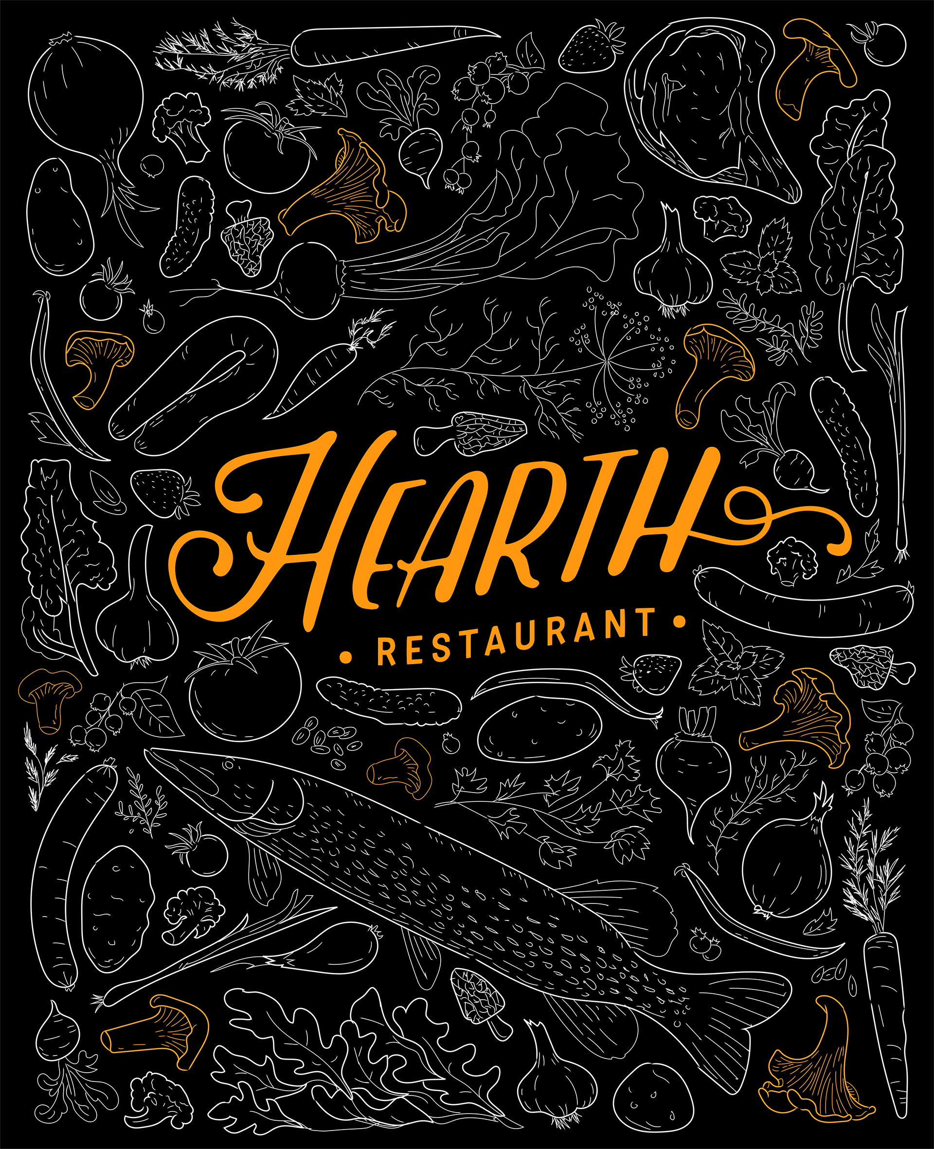 T-shirt graphic for Hearth Restaurant