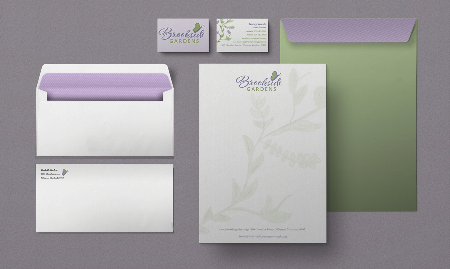 Brookside Gardens Rebrand Stationary