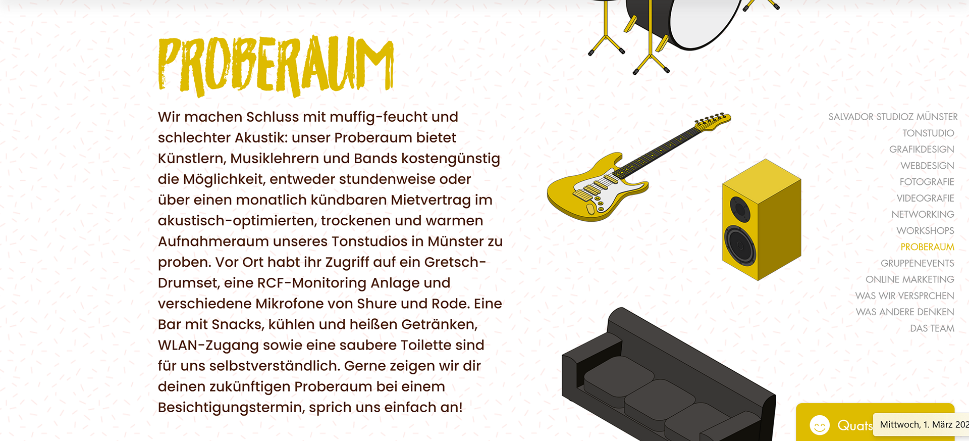 Screenshot der fertigen Website.