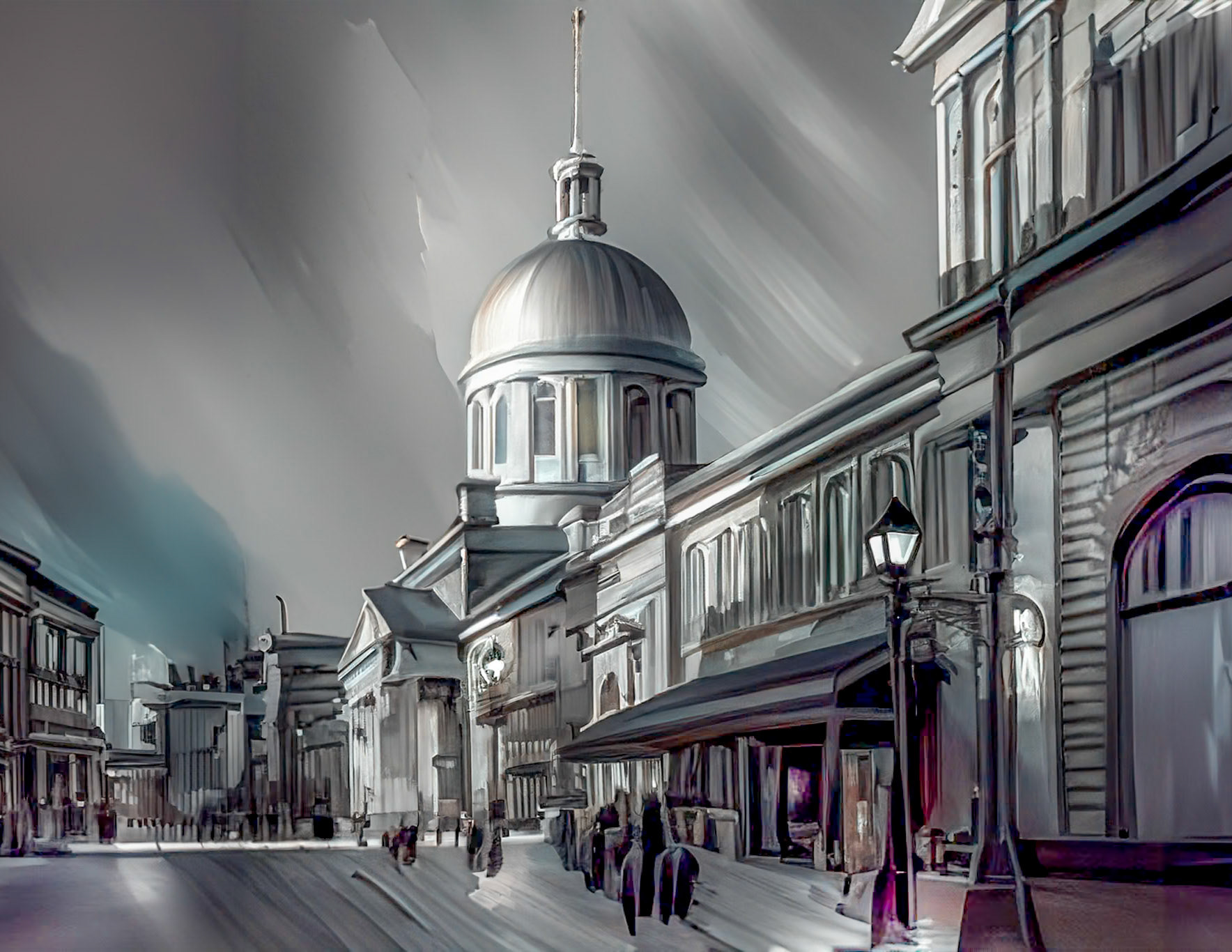 Marché Bonsecours Montréal, Ville de Québec, Peinture à l'huile