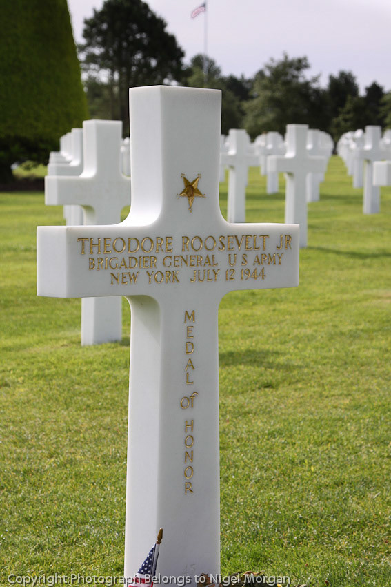 Theodore Roosevelt. One of three medal of Honor's in the cemetrey. Played by Henry Fonda in The Longest Day.