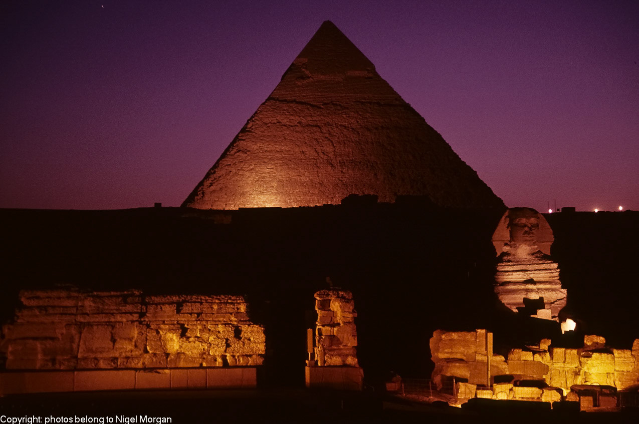 Light show at Giza Pyramids.