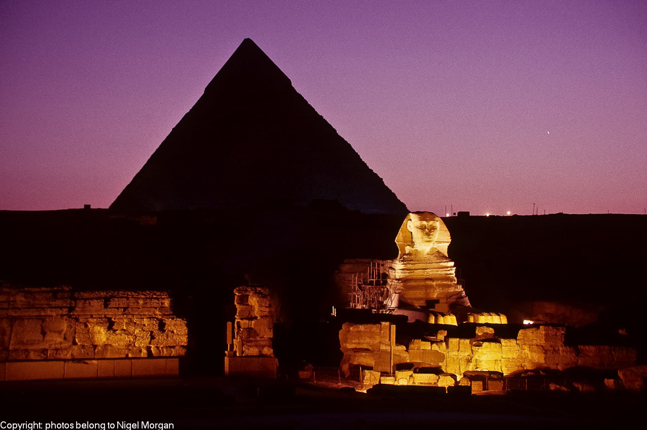 Light show at Giza Pyramids.