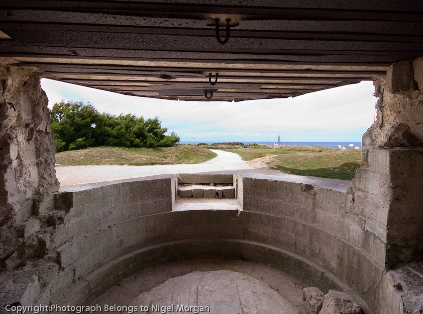 View of Pointe Du Hoc, from gun emplacement.