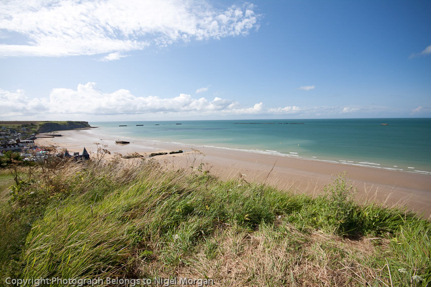 Arromanches beach. Remains of Mulberry harbour.