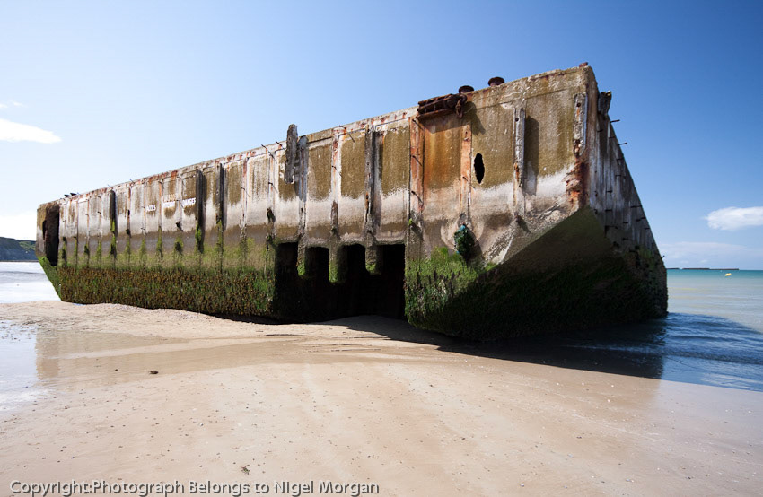 Mulberry harbour section on beach