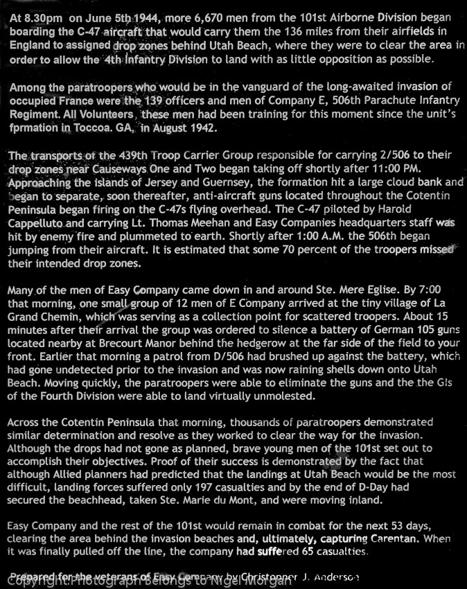 Photograph of inscription located on top of memorial.