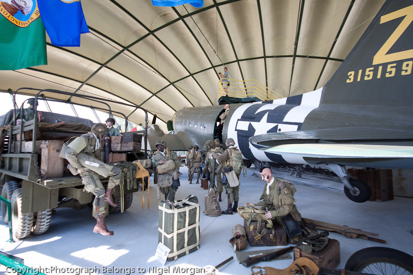 Inside main building at Musee Airborne Sainte-Mere-Eglise. Douglas C47