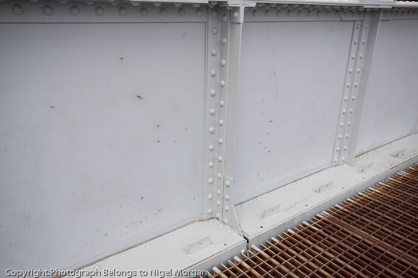 Lieutenant H.D. Brotheridge, died from wounds of a Grenade. The explosion fragment damage is still seen on the bridge