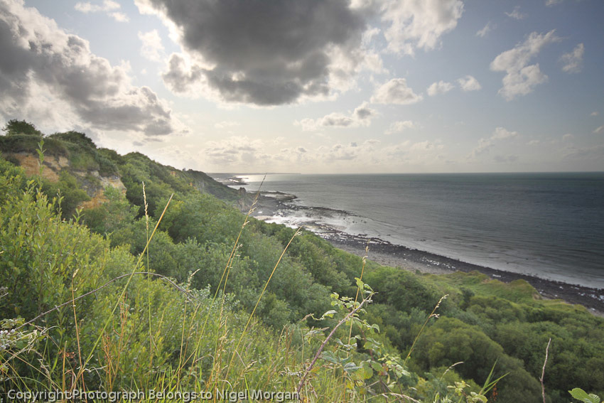 Longues-Sur-Mer coast, with view of Omaha and Gold beaches. 