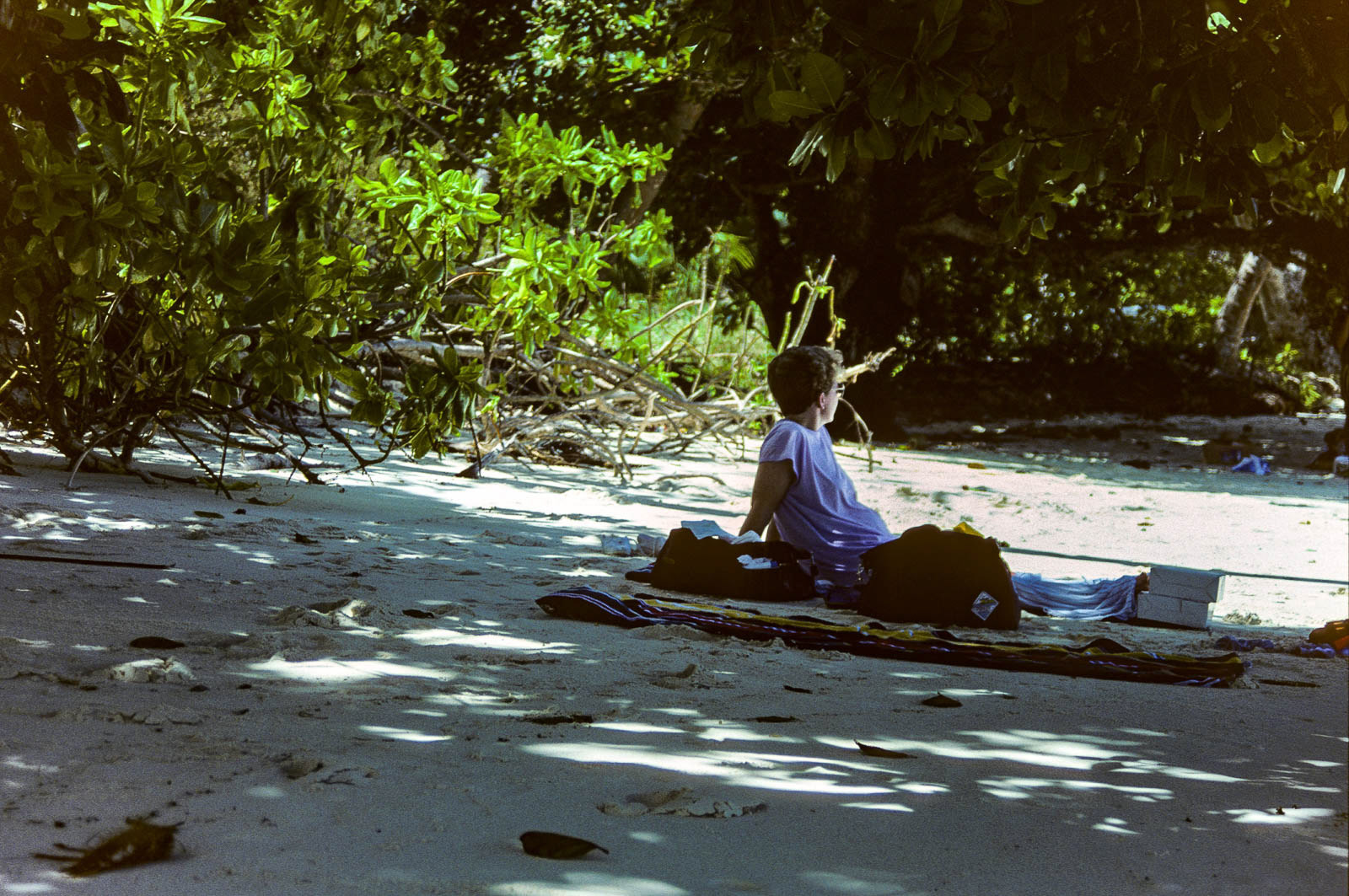 Pam on Coral sand beach