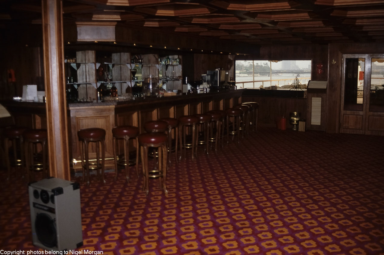 Inside top deck of boat. 