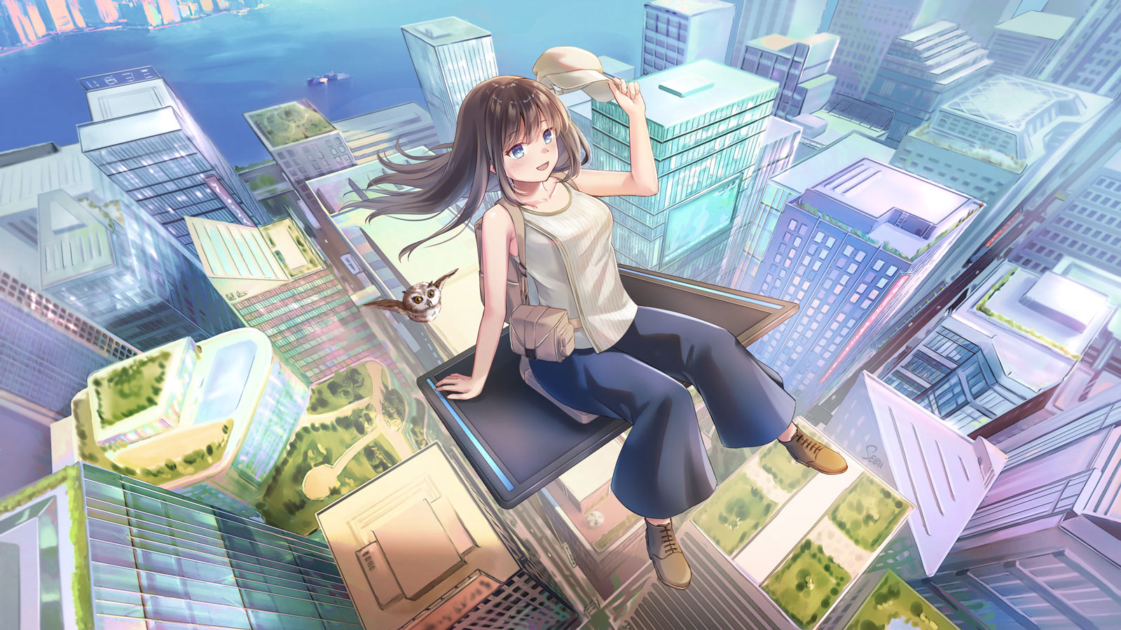 Flying Tablet Girl