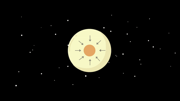 An animated gif of a close up into how pressure in a star fuses hydrogen into helium.