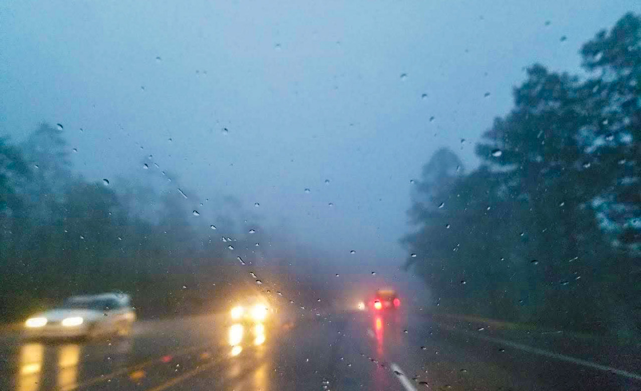 Rainy day on the road
