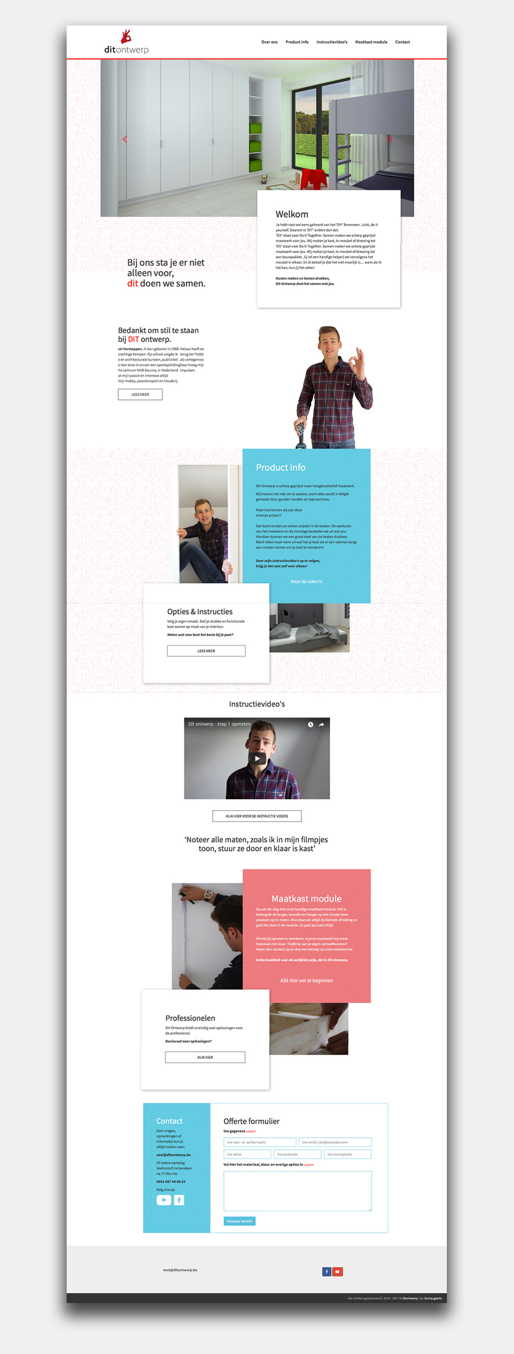 one page landings pagina met illustraties, slogans, titels, copywriter en tekstproducties, roman willems en neel verstappen