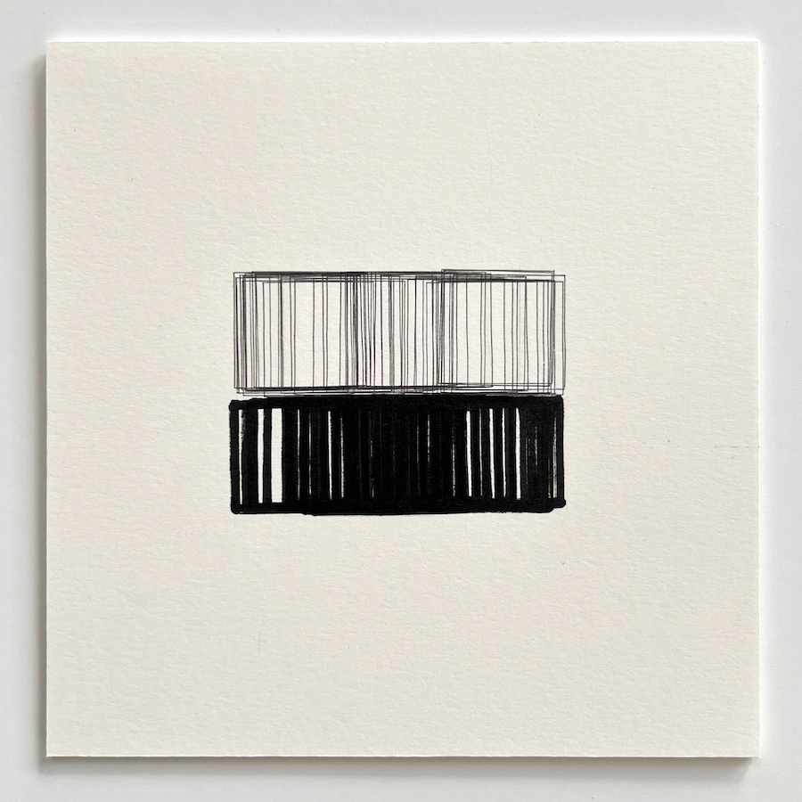 337 lines, 6th July, marker pen and fineliner on 15x15 cm paper