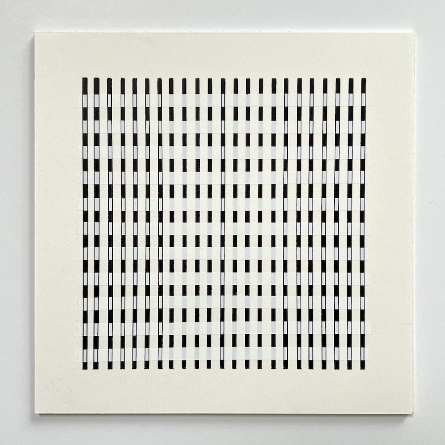 64 lines, 7th October, paint marker, correction tape and fineliner on paper