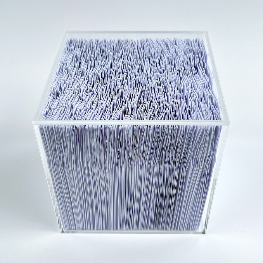 277 lines, 7th May, 277 pieces of 15x15cm paper. One third of every sheet was dipped in water