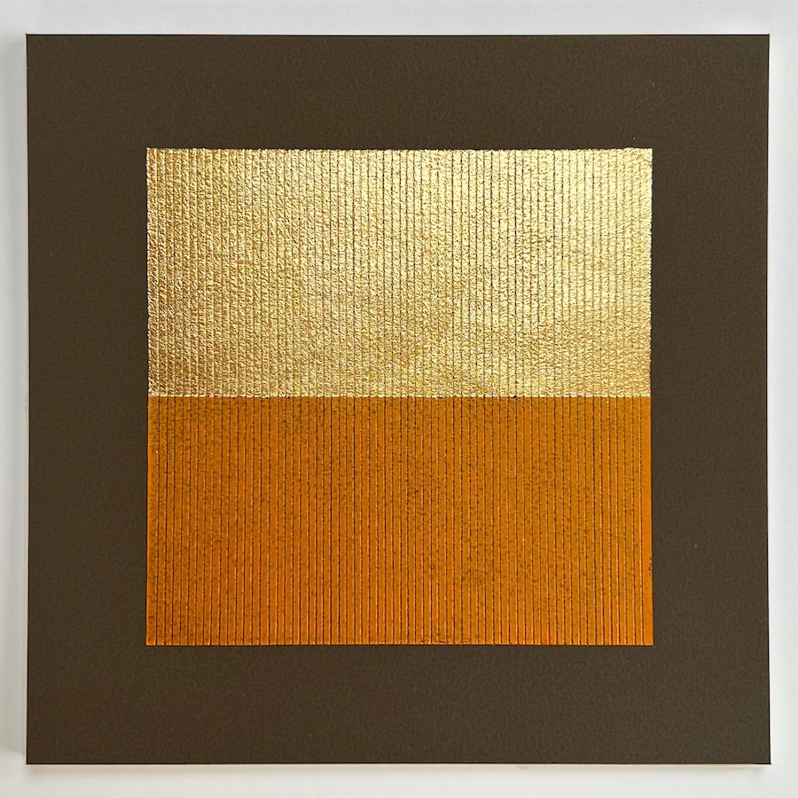 254 lines, 14th April, gold leaf and oilpastel on paper