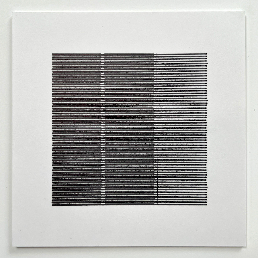 187 lines, 7th February, Fineliner and marker pen on 15x15cm paper and tracing paper.