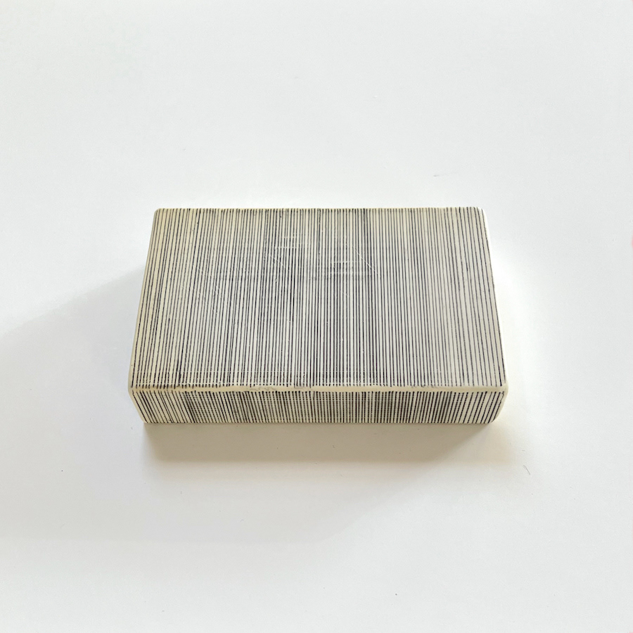 321 lines, 20th June, 107 pencil lines on three sides of a XL eraser, which measures 11.5 x 7 x 2,5 cm.