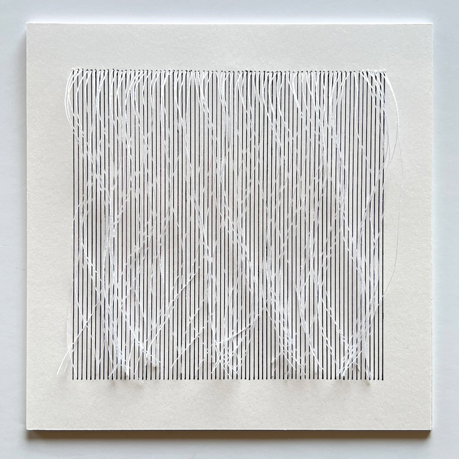 146 lines, 28th December, gel pen and thread on paper