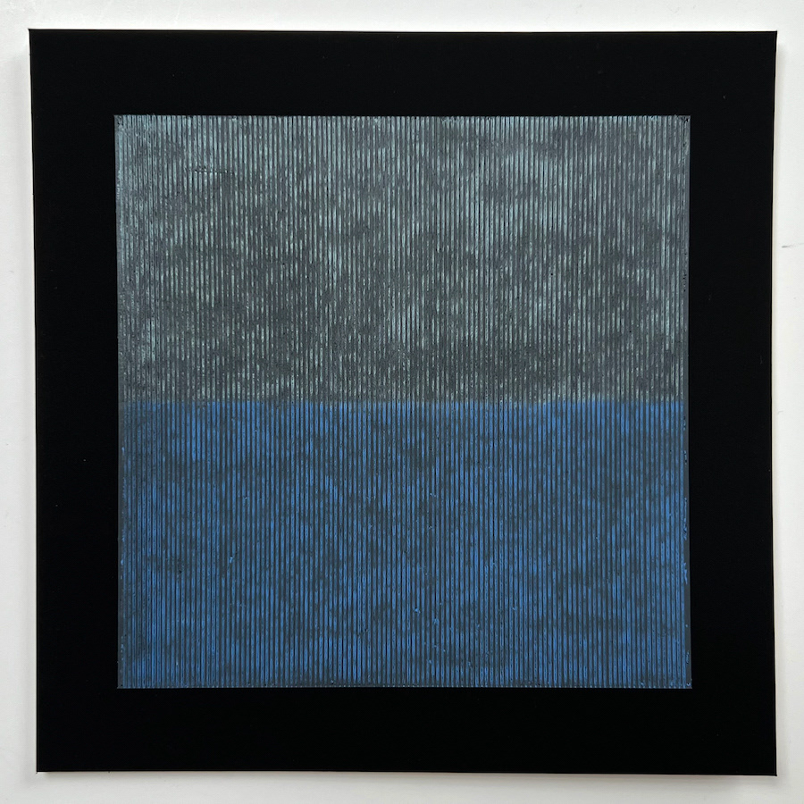 346 lines, 15th July, oil pastel on 15x15 cm paper.