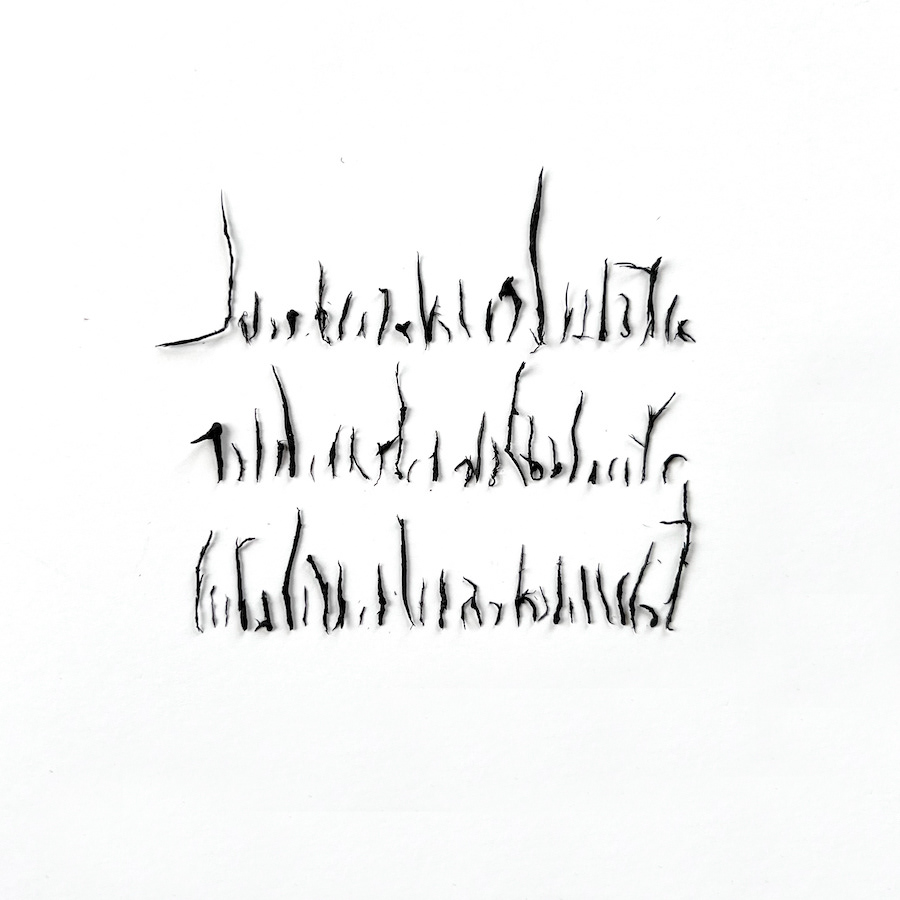 76 lines, 19th October, 76 pieces of eraser rubbings from a graphite pencil drawing. The erased drawing consisted of 76 lines.