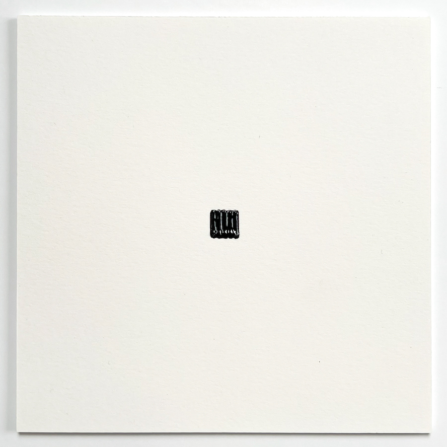 265 lines, 25th April, 53 layers of 5 lines each with an edding paint marker on 15x15cm paper. The drawing is 1x1cm