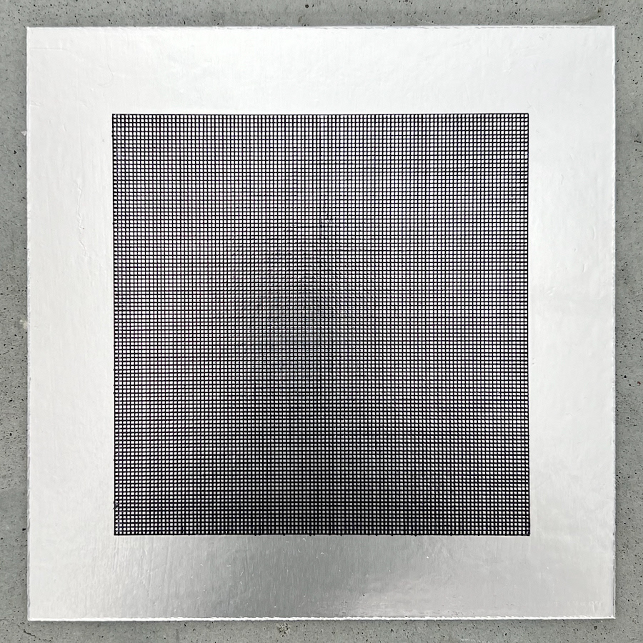 214 lines, 5th March, fineliner on aluminium foil (on board)