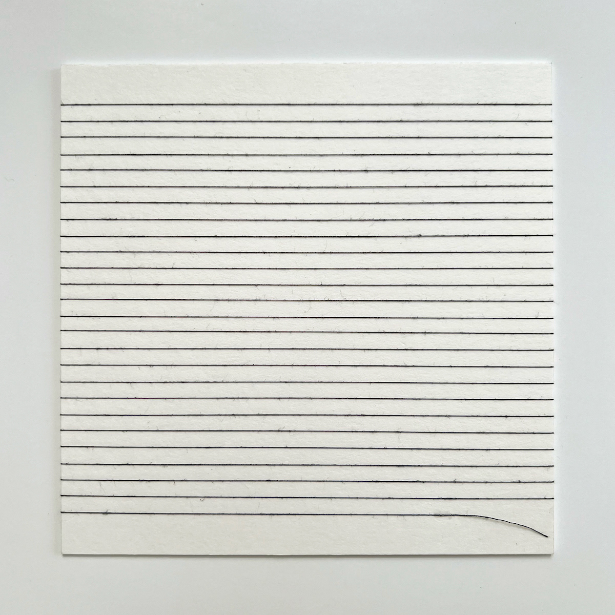 26 lines, 30th August, sewing thread on mount board