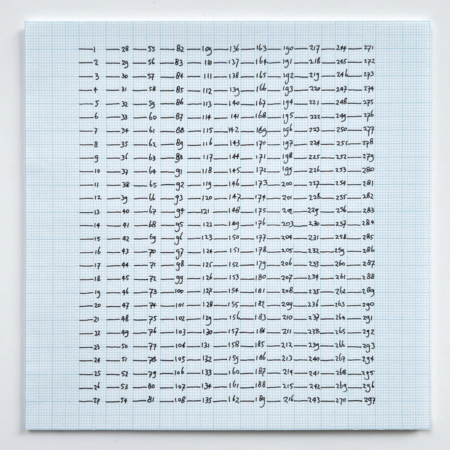 297 lines, 27th May, fineliner on graph paper.