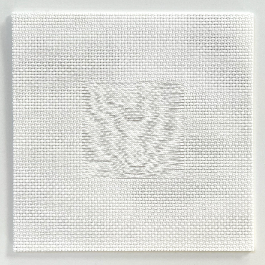 272 lines, 2nd May: 136 threads were cut twice, and the loose ends removed from a piece of embroidery grid