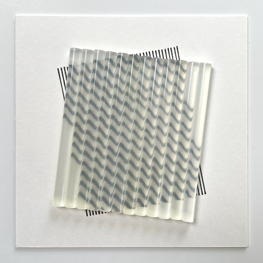 52 lines, 25th September, glue sticks and rotring pen on mount board