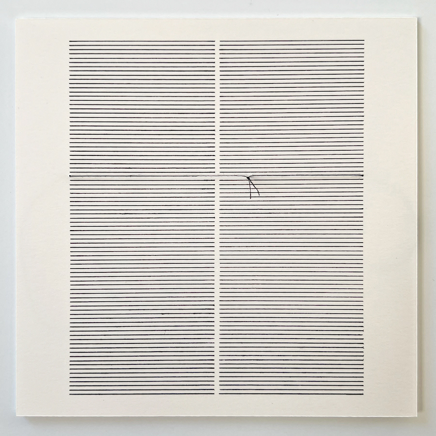 171 lines, 22nd January, gel pen and thread on/in paper