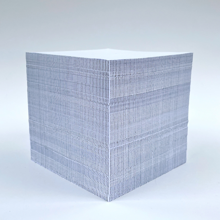 284 lines, 14th May, 71 (biro) lines on all four sides of a stack of 15x15x15 cm paper