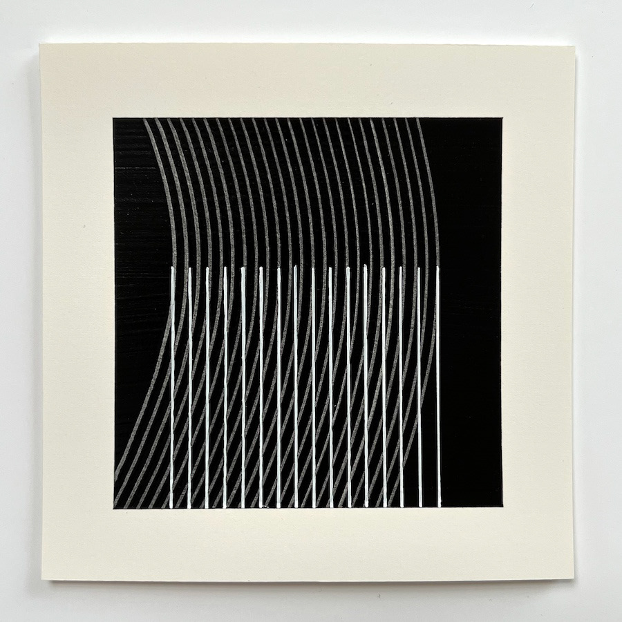 40 lines, 13th September, acrylic and white marker pen on paper