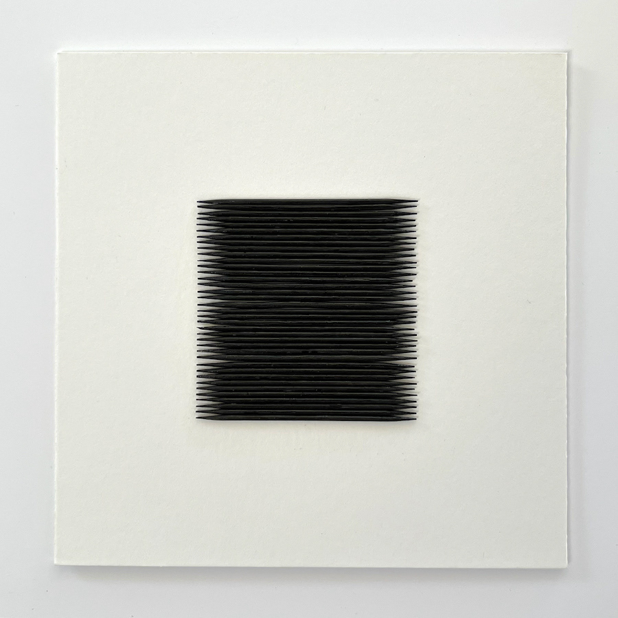 37 lines, 10th September, paint marker on wooden toothpicks on mount board