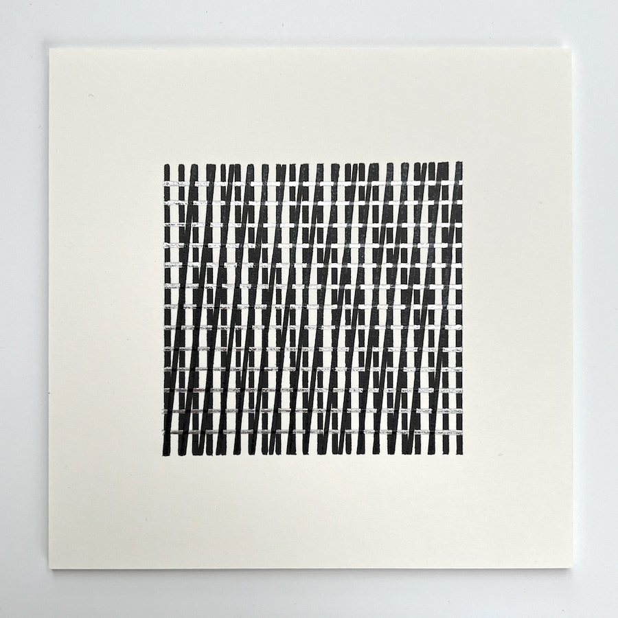 51 lines, 24th September, black paint marker and liquid chrome marker on paper