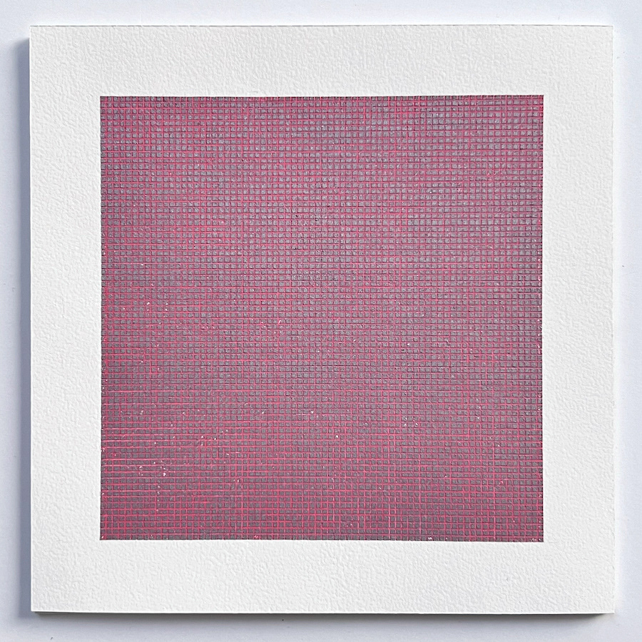 246 lines, 6th April, oil pastel (pink and grey) on paper.