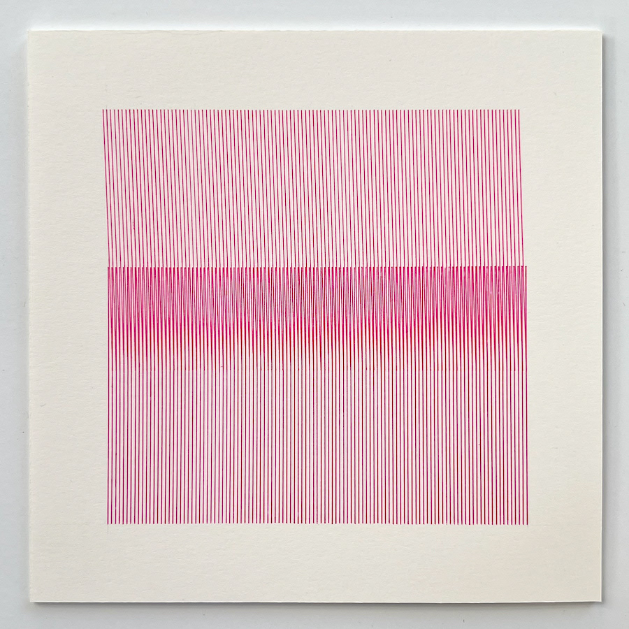 221 lines, 12th March, fineliner (two different tones of pink) on paper