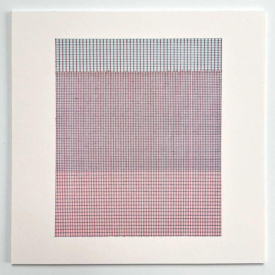 198 lines, 18th February, red and blue fineliner on paper