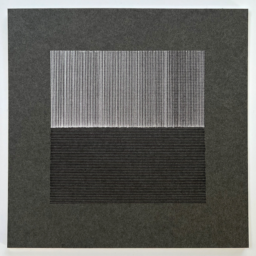 194 lines, 14th February, black and silver fineliner on paper